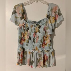 American Rag Blue Smocked Top